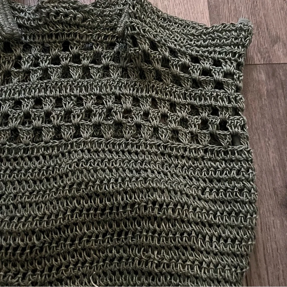 J. Jill Green Crochet Knit Tote Handbag - Picture 4 of 6